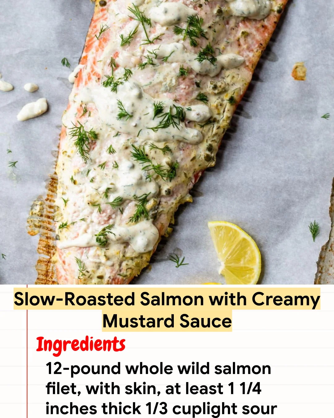 High protein Recipe Slow-Roasted Salmon with Creamy Mustard Sauce