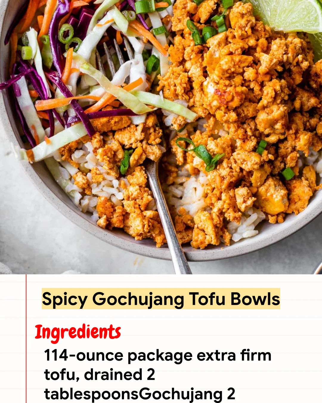 High protein Recipe Spicy Gochujang Tofu Bowls