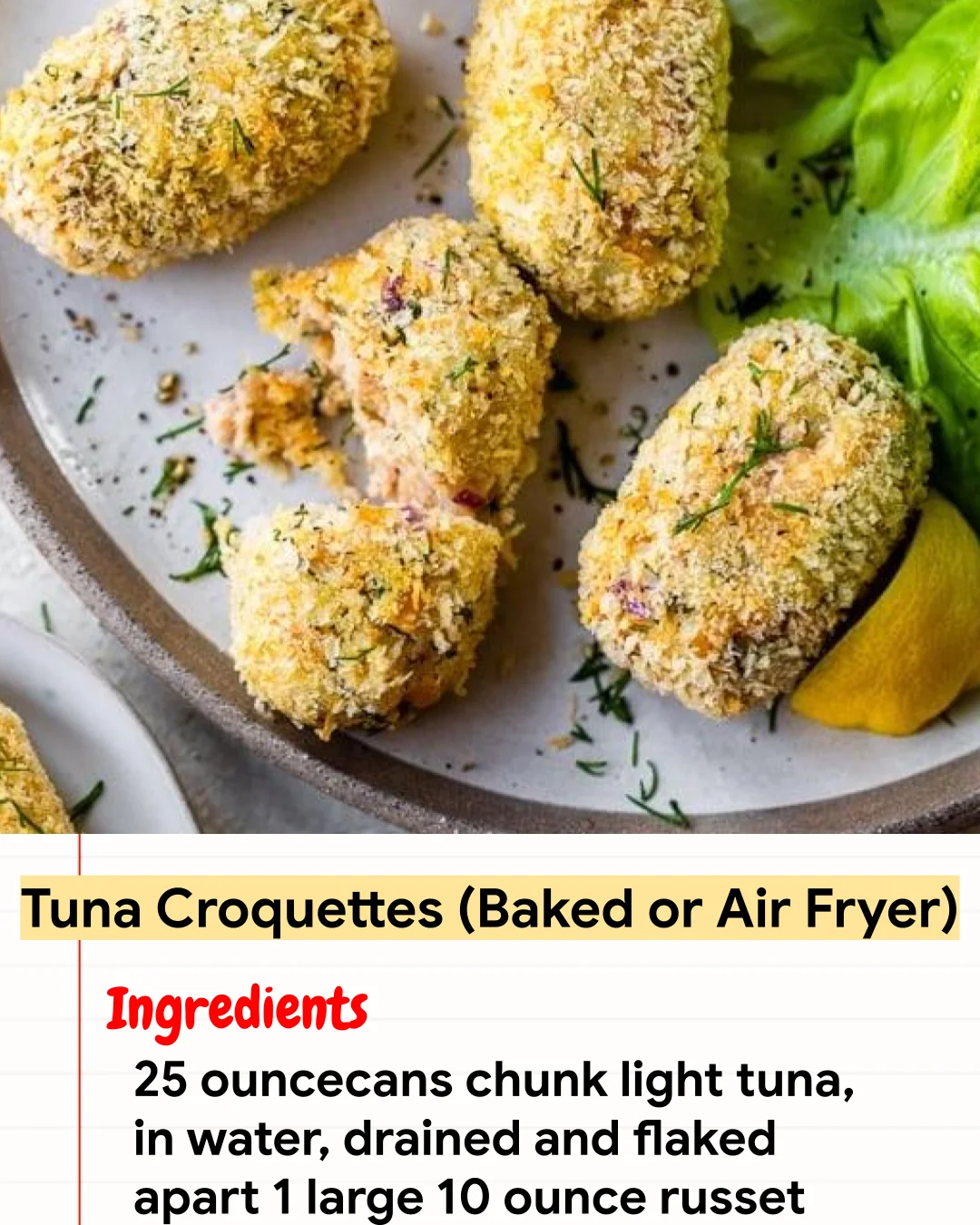 High protein Recipe Tuna Croquettes (Baked or Air Fryer)