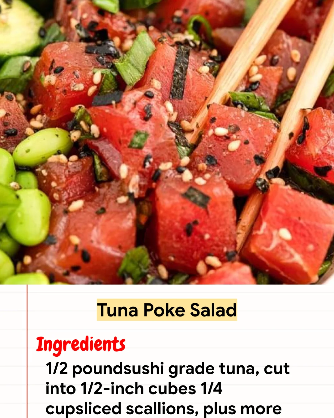 High protein Recipe Tuna Poke Salad