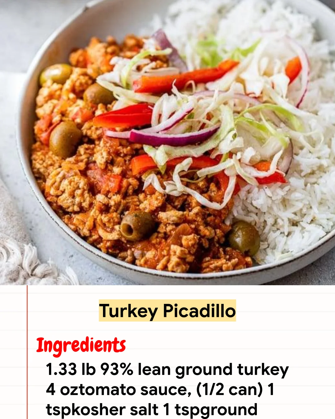 High protein Recipe Turkey Picadillo