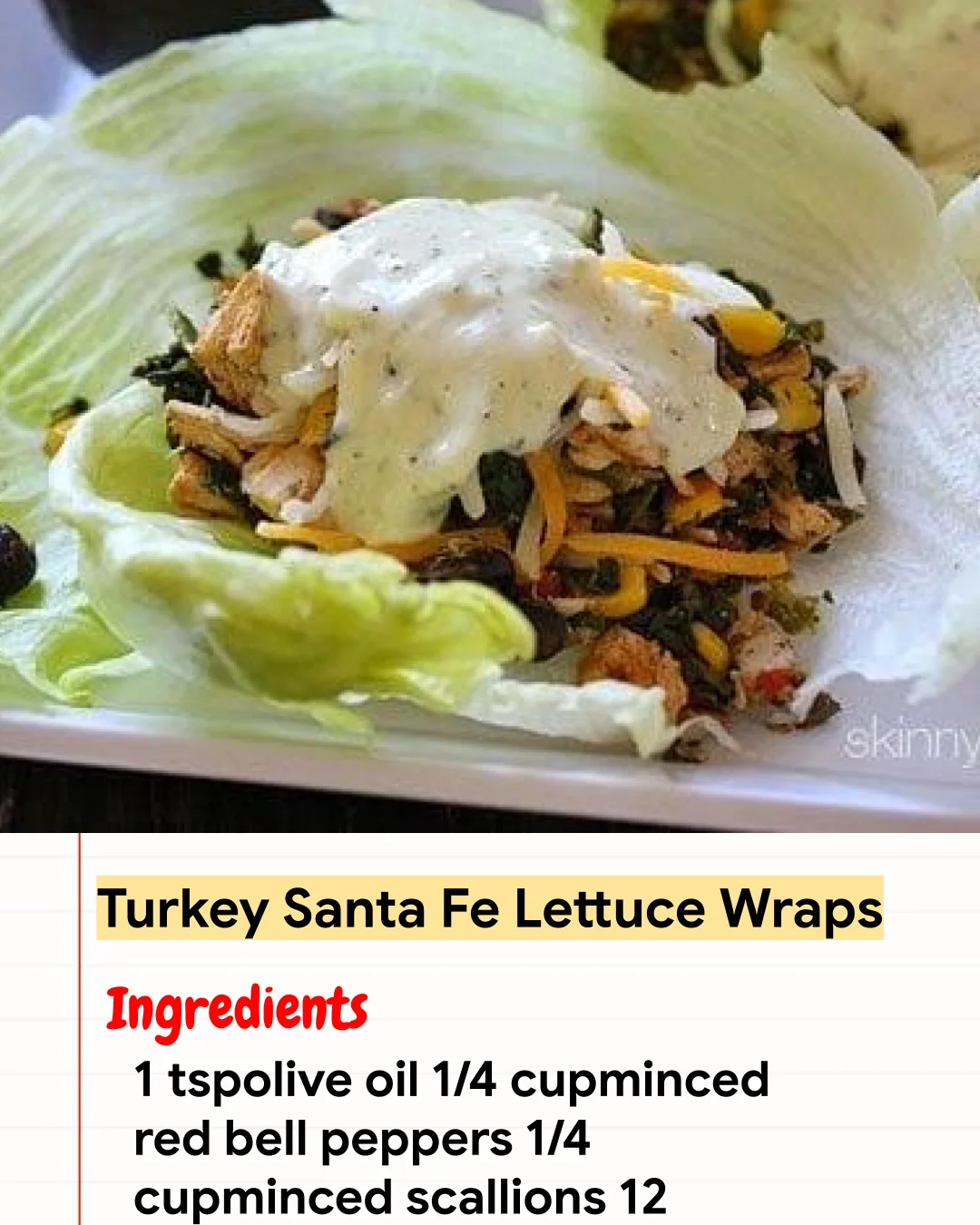 High protein Recipe Turkey Santa Fe Lettuce Wraps