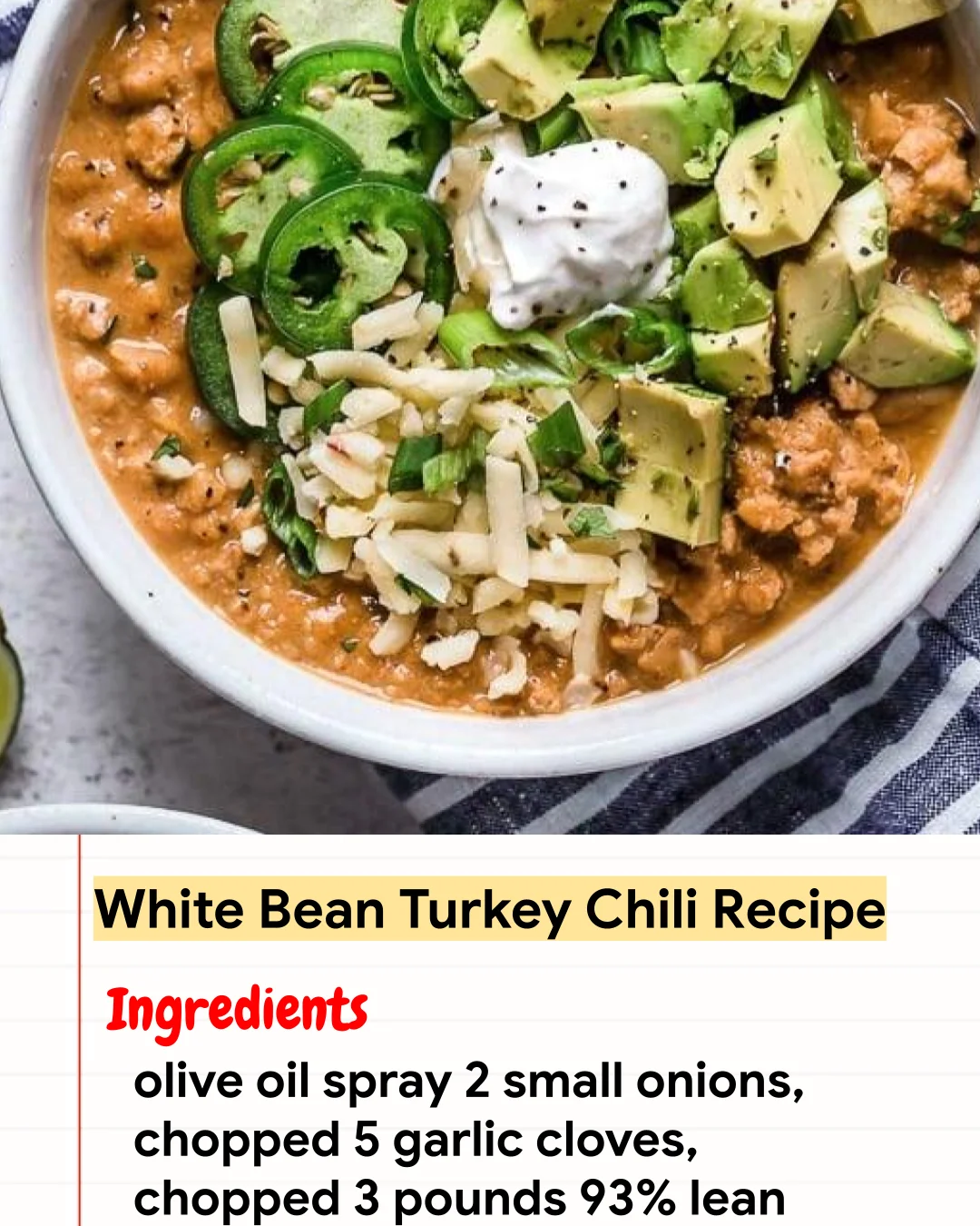 High protein Recipe White Bean Turkey Chili Recipe