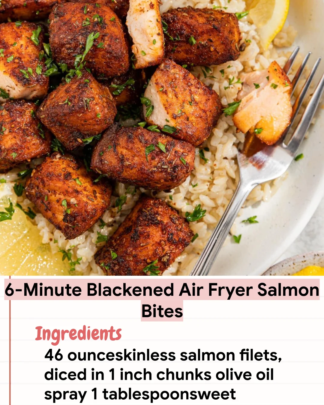 Low Carb Recipe 6-Minute Blackened Air Fryer Salmon Bites