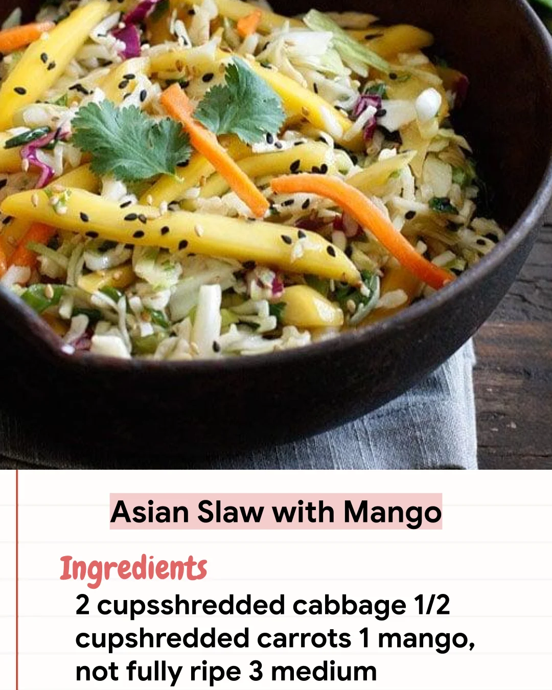 Low Carb Recipe Asian Slaw with Mango