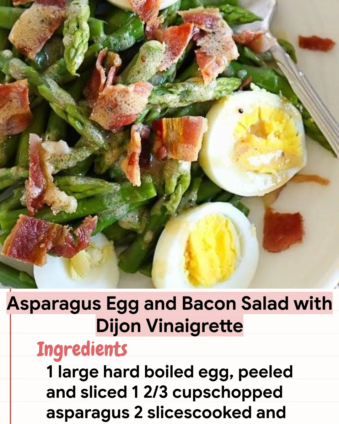 Low Carb Recipe Asparagus Egg and Bacon Salad with Dijon Vinaigrette