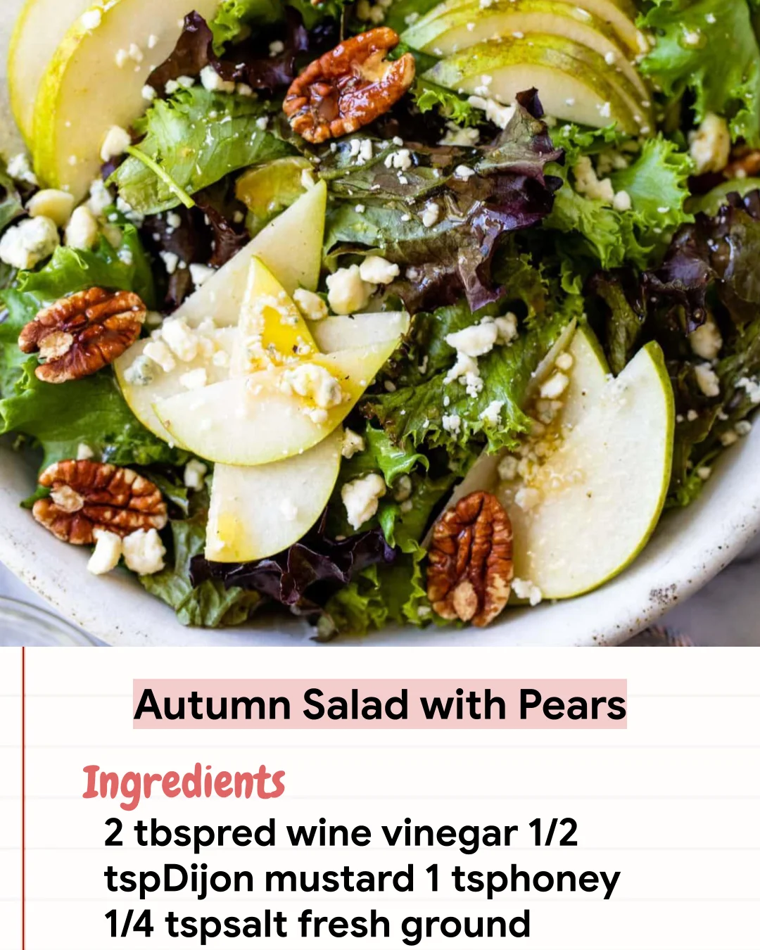 Low Carb Recipe Autumn Salad with Pears