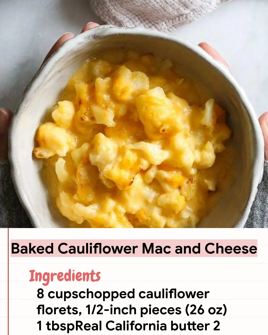 Low Carb Recipe Baked Cauliflower Mac and Cheese