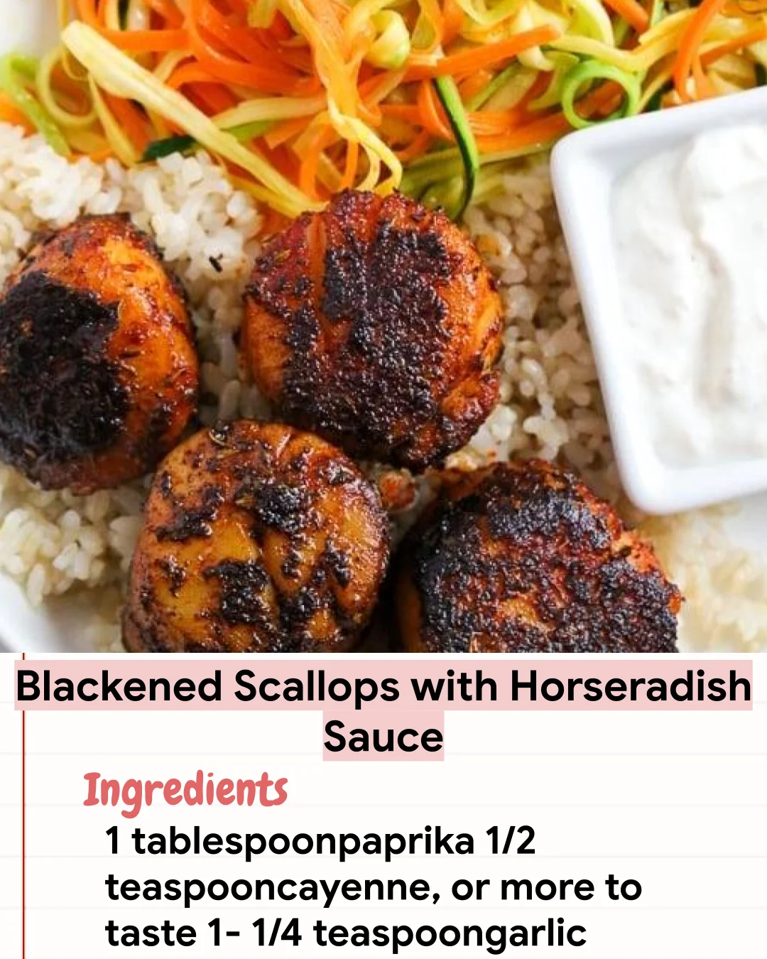 Low Carb Recipe Blackened Scallops with Horseradish Sauce