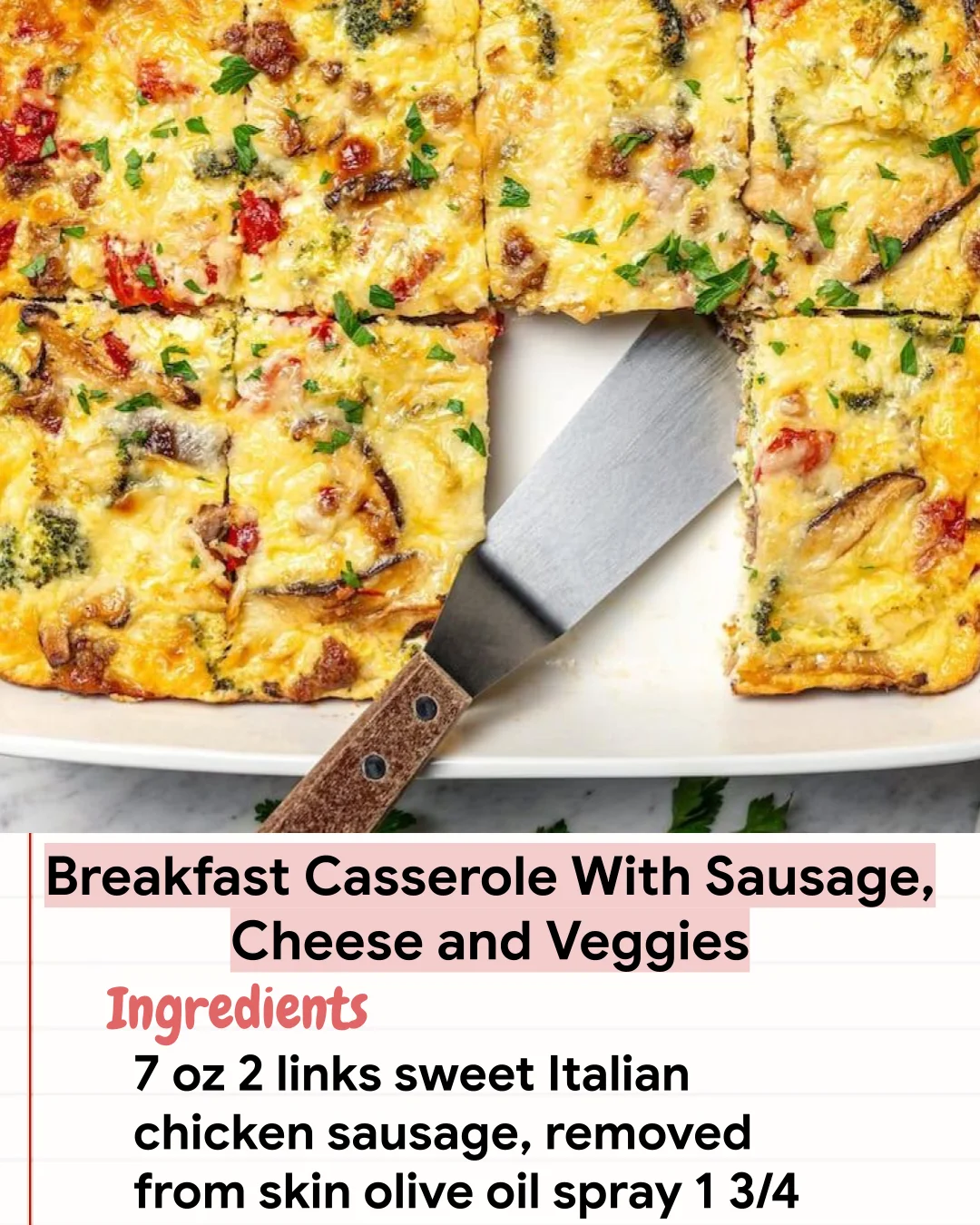 Low Carb Recipe Breakfast Casserole With Sausage, Cheese and Veggies