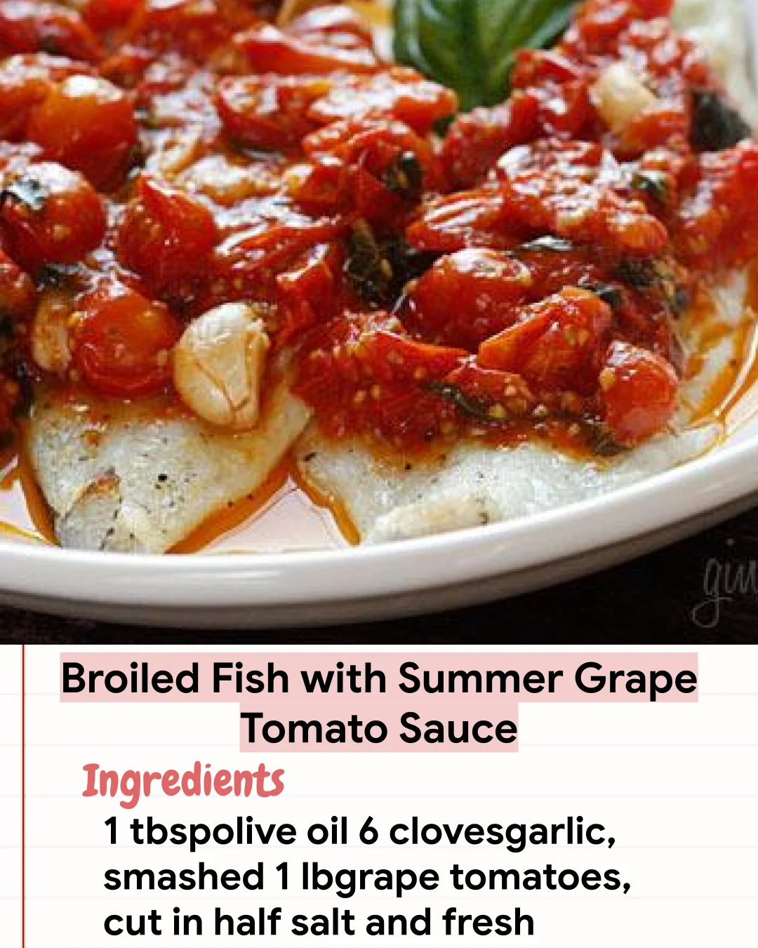 Low Carb Recipe Broiled Fish with Summer Grape Tomato Sauce