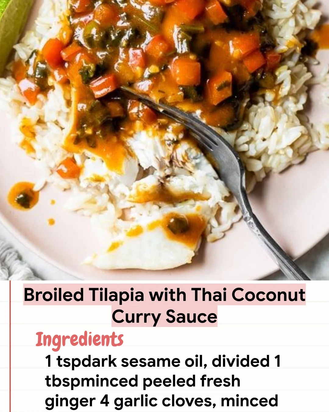 Low Carb Recipe Broiled Tilapia with Thai Coconut Curry Sauce