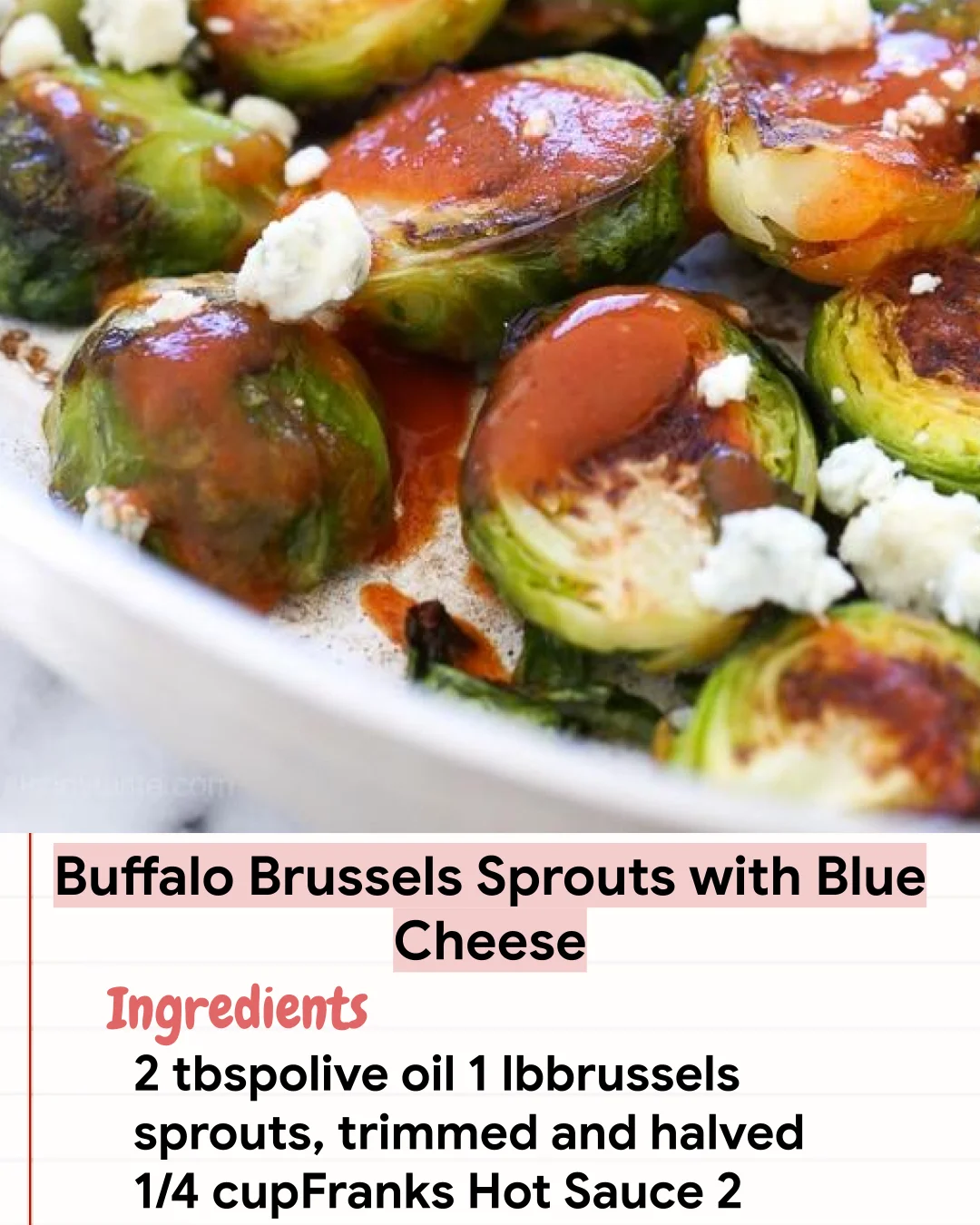 Low Carb Recipe Buffalo Brussels Sprouts with Blue Cheese