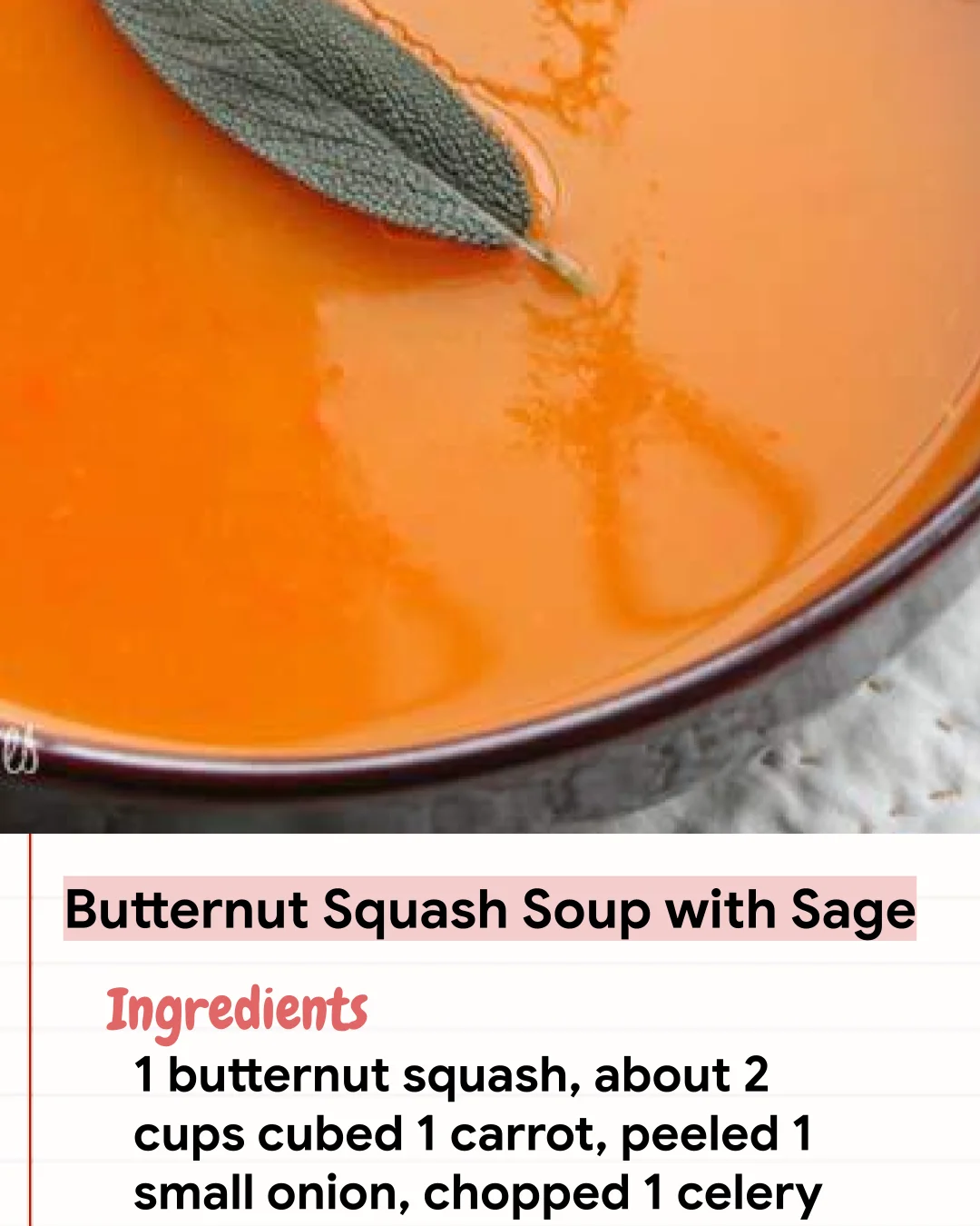 Low Carb Recipe Butternut Squash Soup with Sage