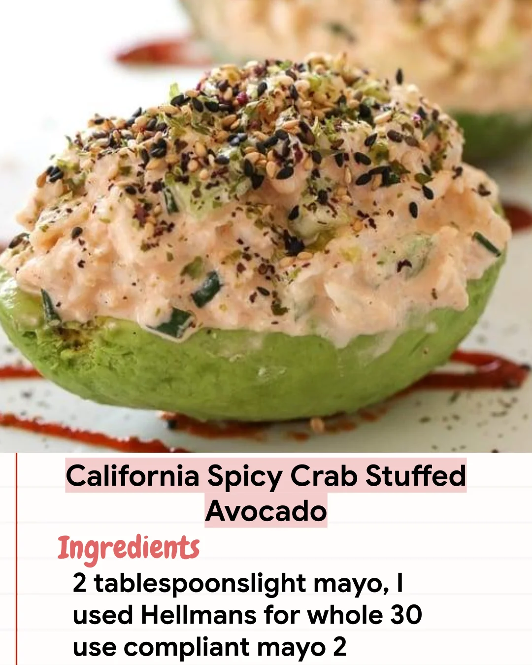 Low Carb Recipe California Spicy Crab Stuffed Avocado