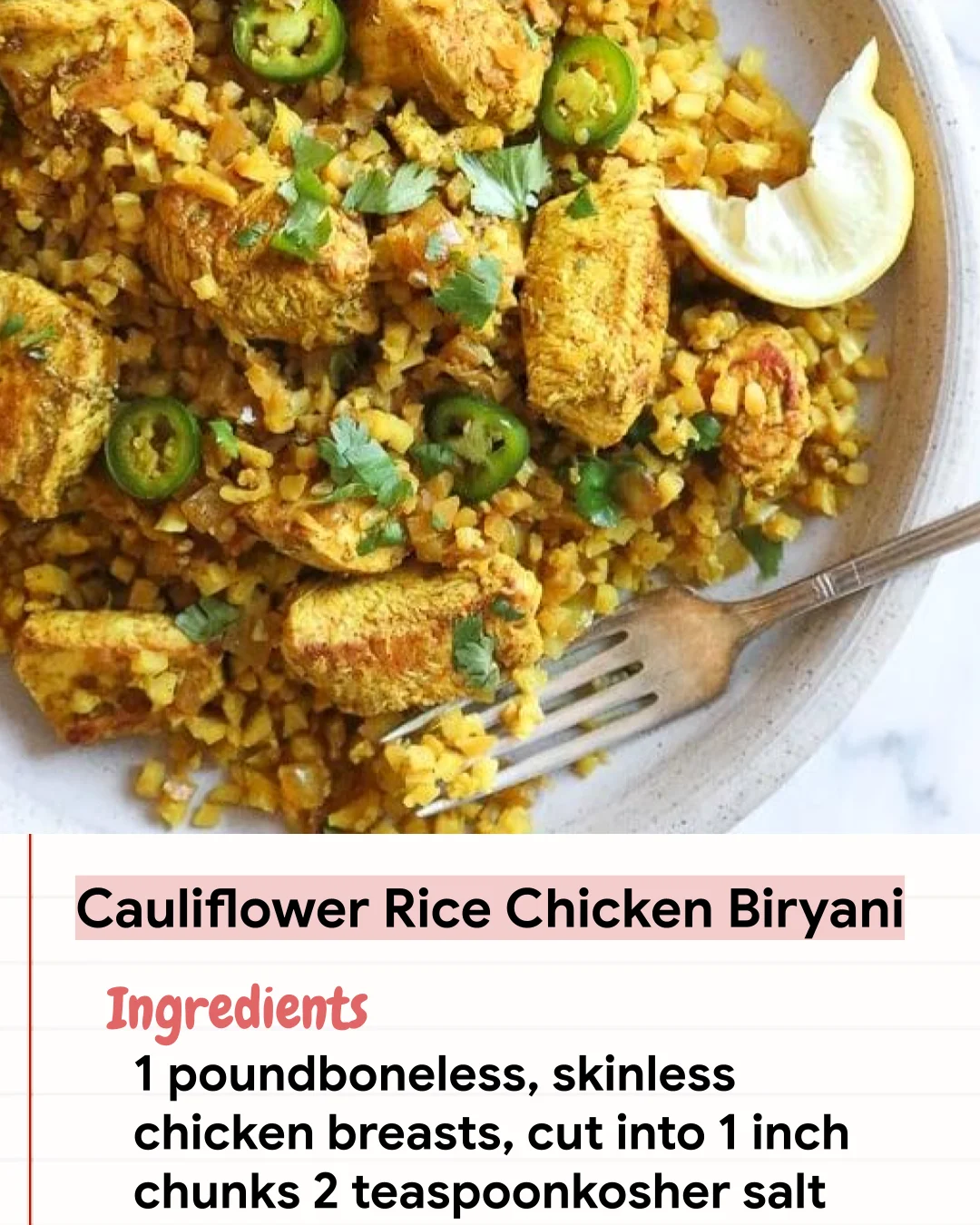 Low Carb Recipe Cauliflower Rice Chicken Biryani