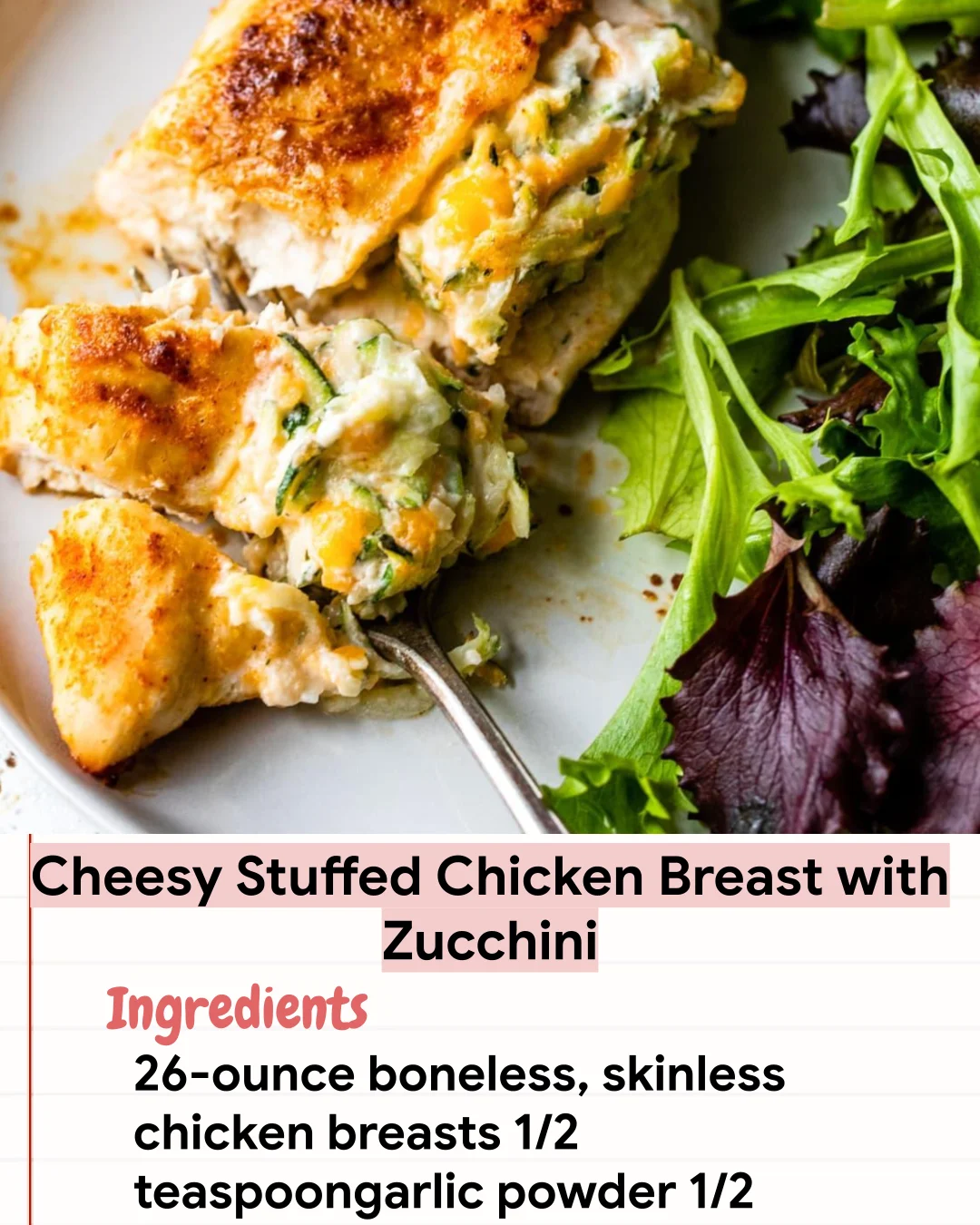 Low Carb Recipe Cheesy Stuffed Chicken Breast with Zucchini