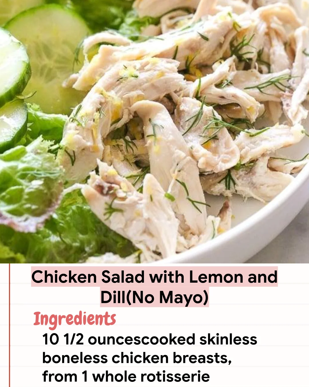 Low Carb Recipe Chicken Salad with Lemon and Dill(No Mayo)