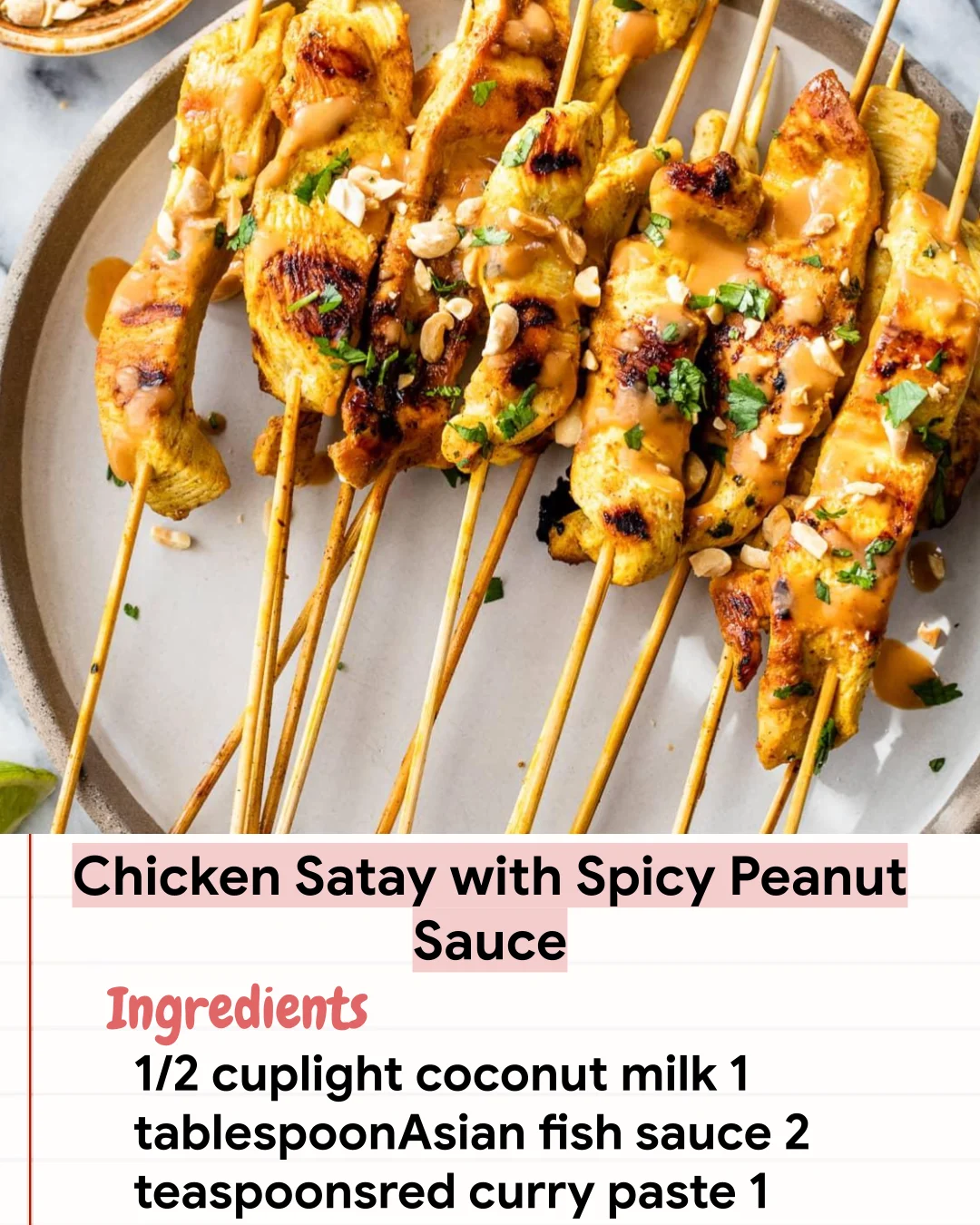 Low Carb Recipe Chicken Satay with Spicy Peanut Sauce