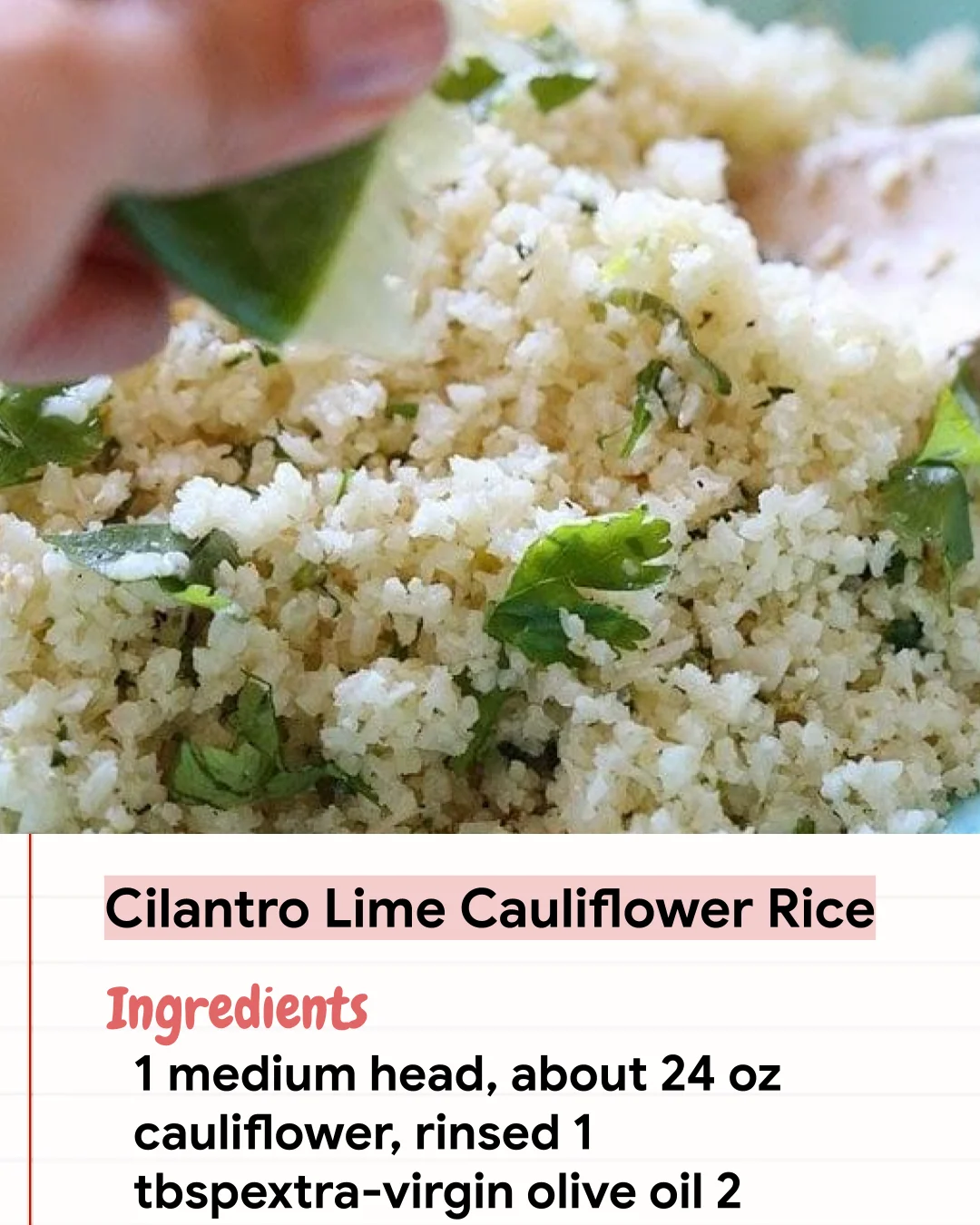 Low Carb Recipe Cilantro Lime Cauliflower Rice