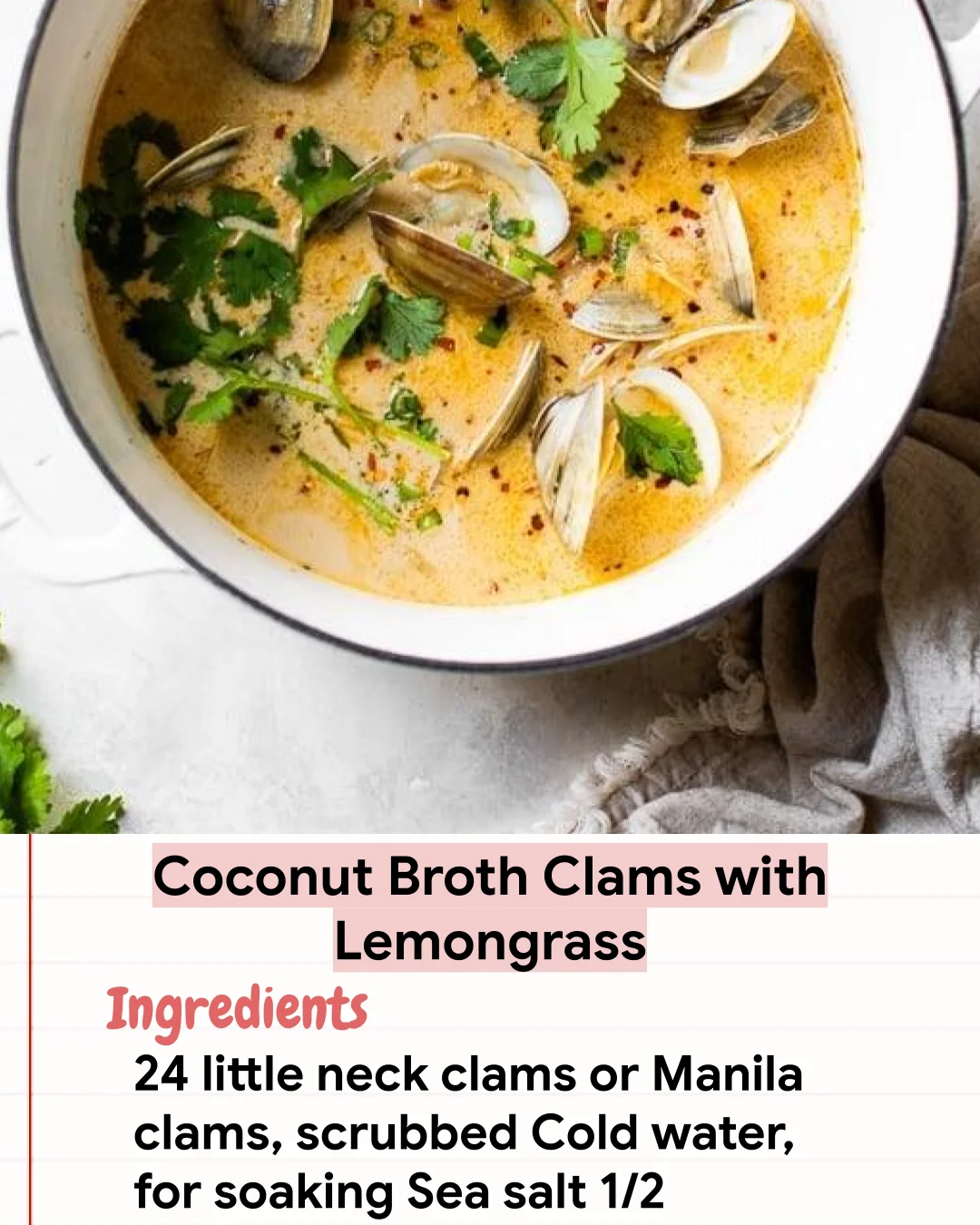 Low Carb Recipe Coconut Broth Clams with Lemongrass