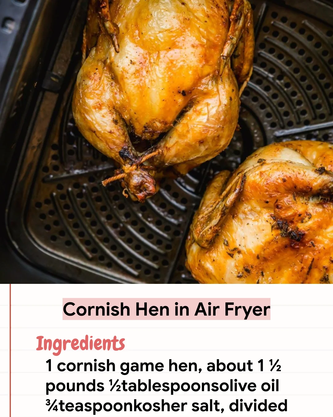 Low Carb Recipe Cornish Hen in Air Fryer