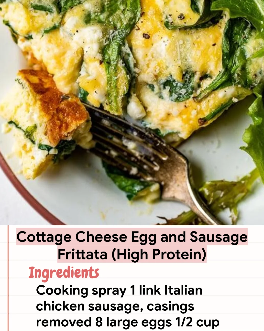 Low Carb Recipe Cottage Cheese Egg and Sausage Frittata (High Protein)