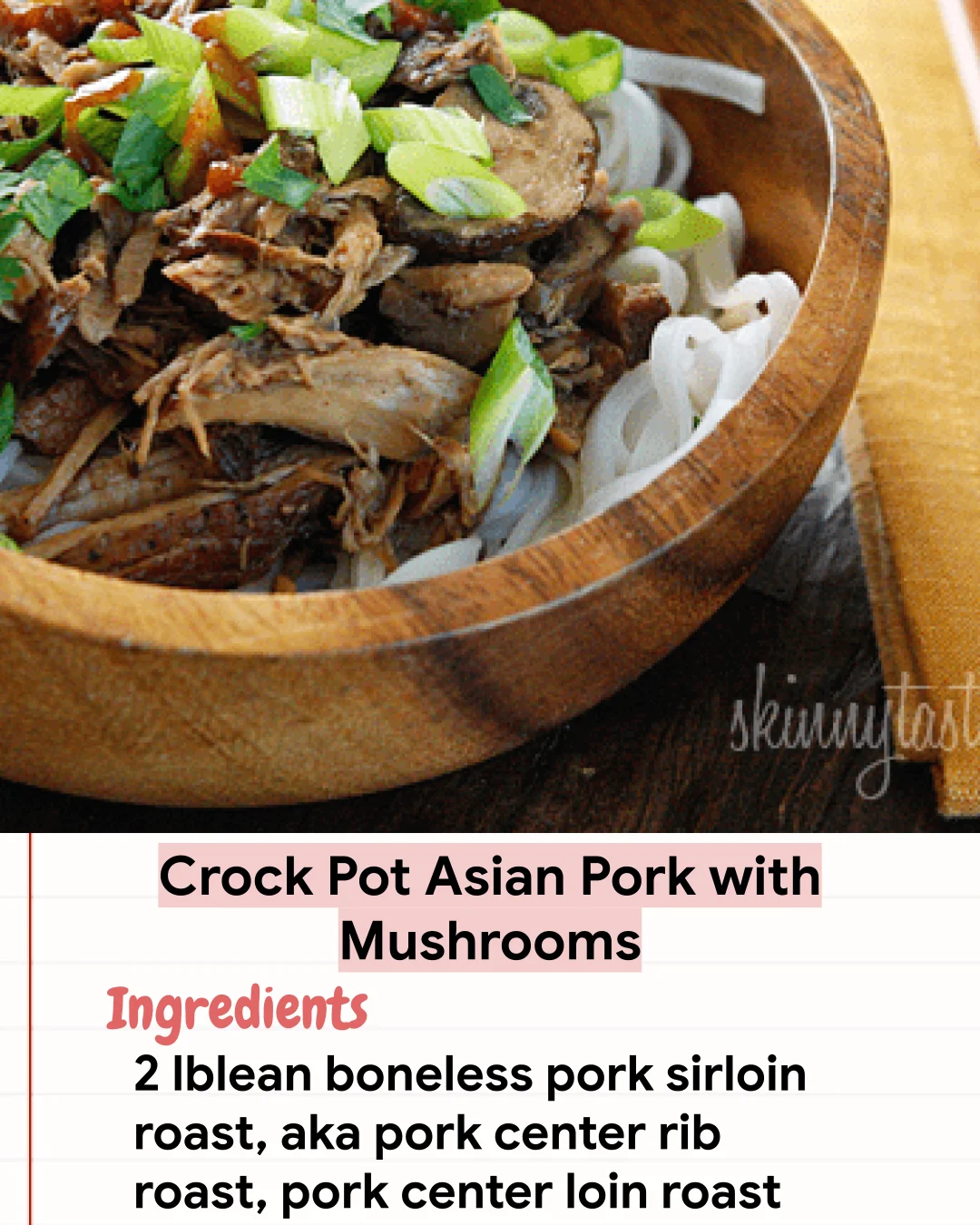 Low Carb Recipe Crock Pot Asian Pork with Mushrooms