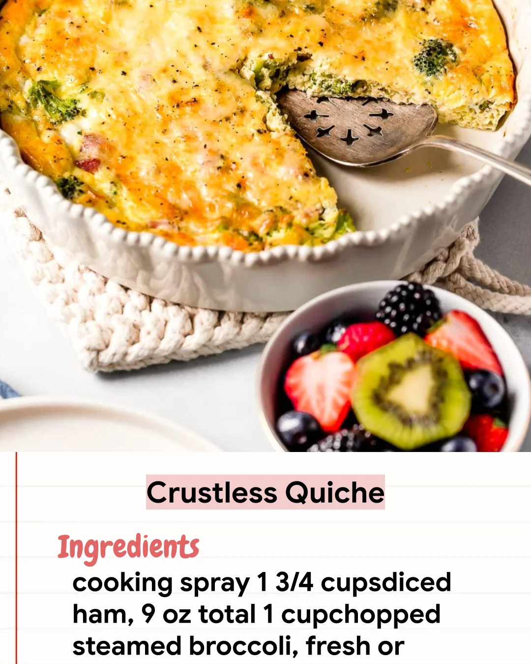 Low Carb Recipe Crustless Quiche
