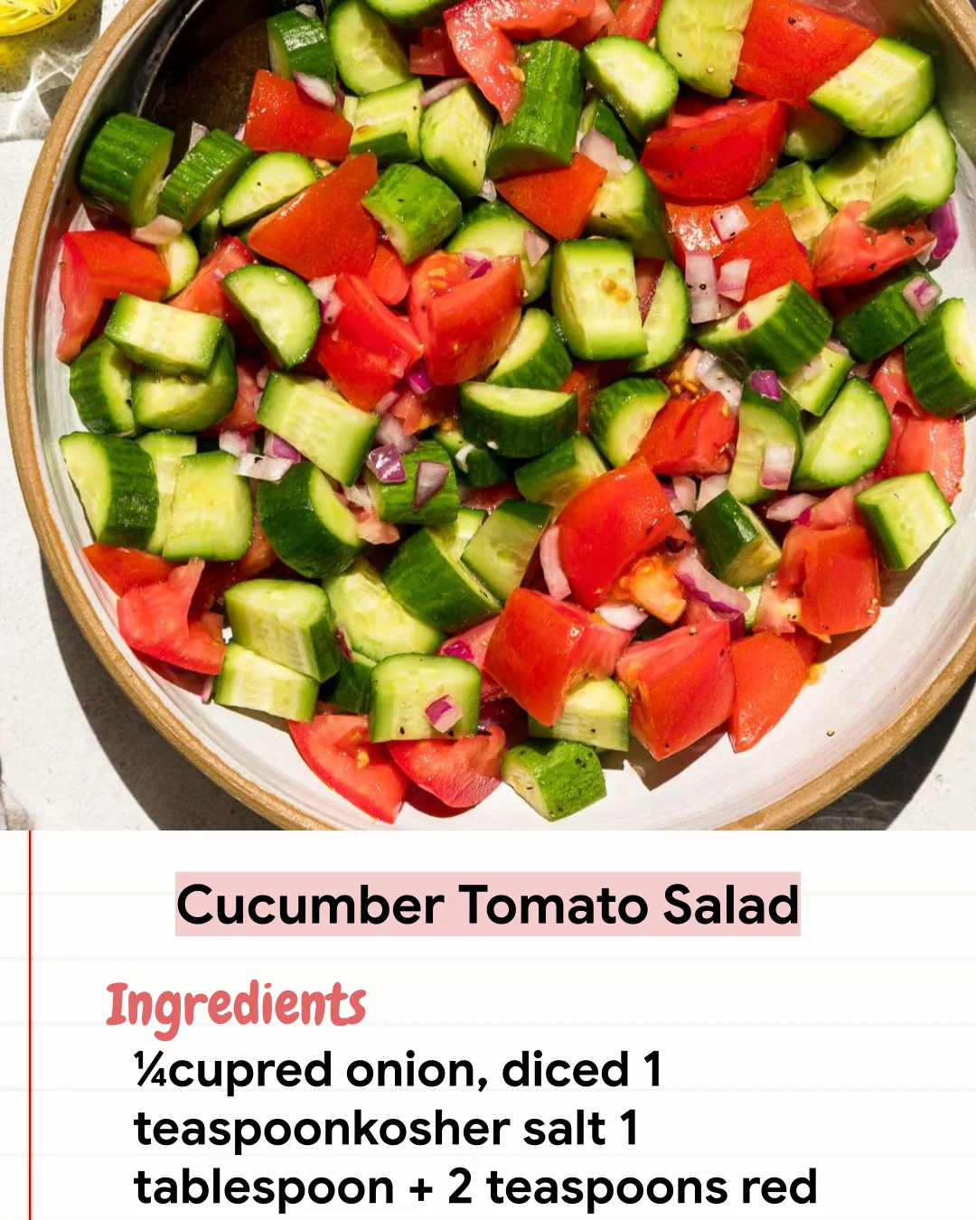Low Carb Recipe Cucumber Tomato Salad