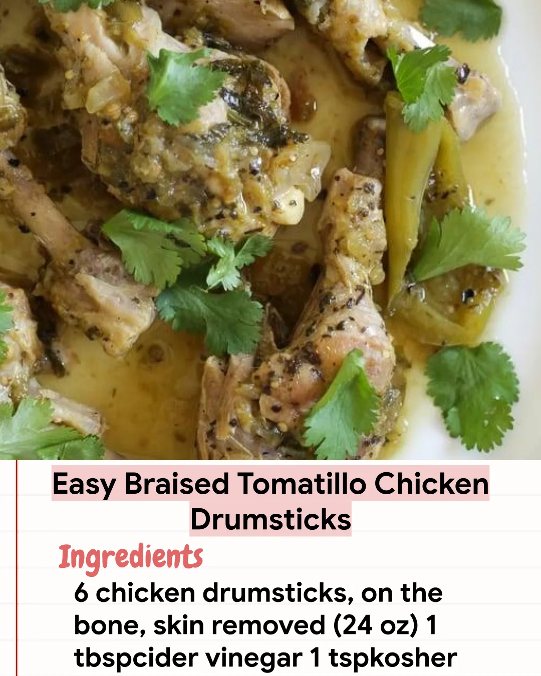 Low Carb Recipe Easy Braised Tomatillo Chicken Drumsticks
