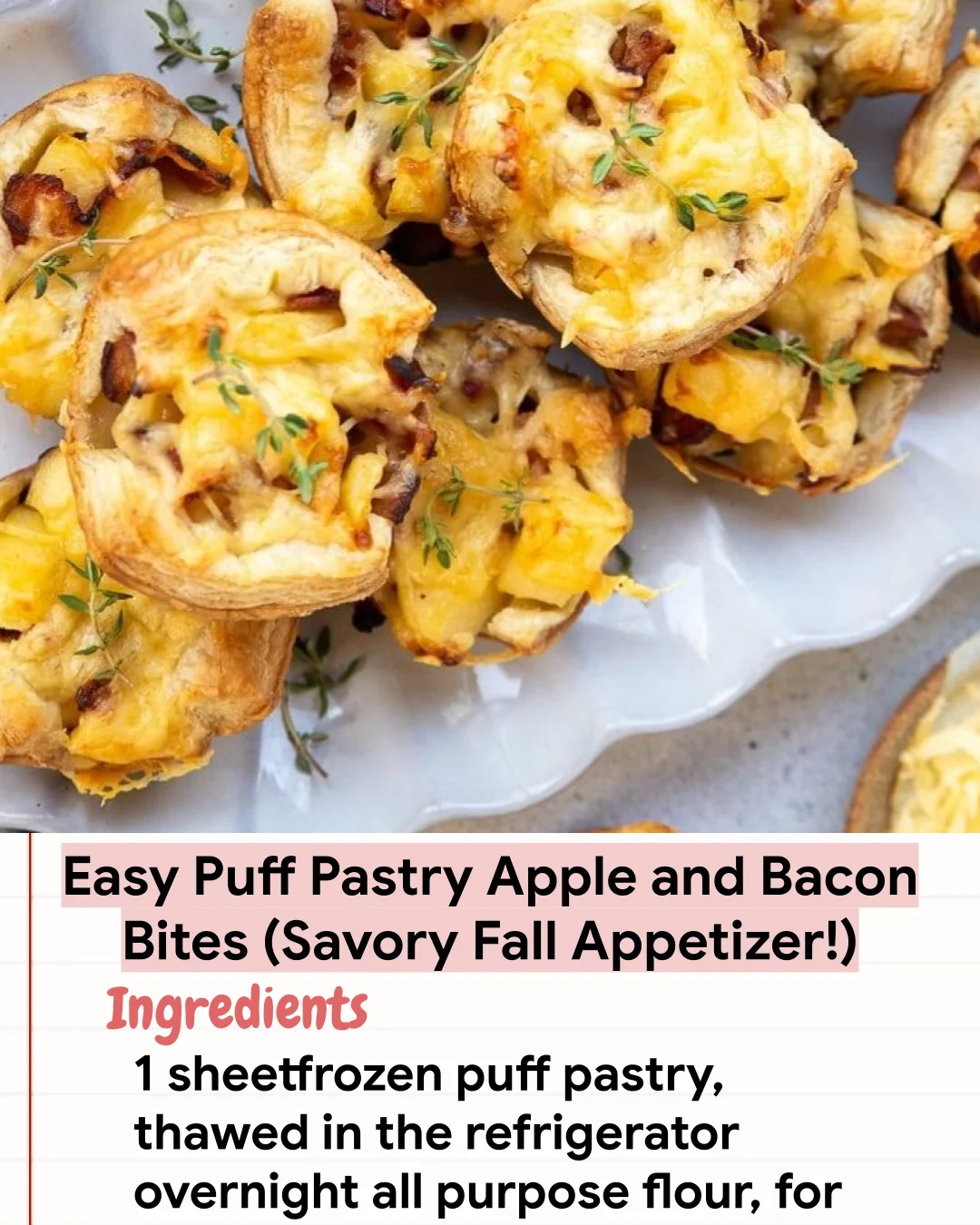 Low Carb Recipe Easy Puff Pastry Apple and Bacon Bites (Savory Fall Appetizer!)