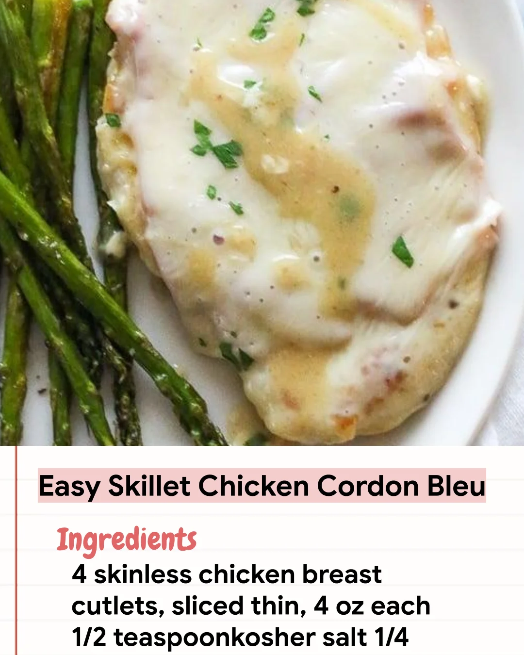 Low Carb Recipe Easy Skillet Chicken Cordon Bleu