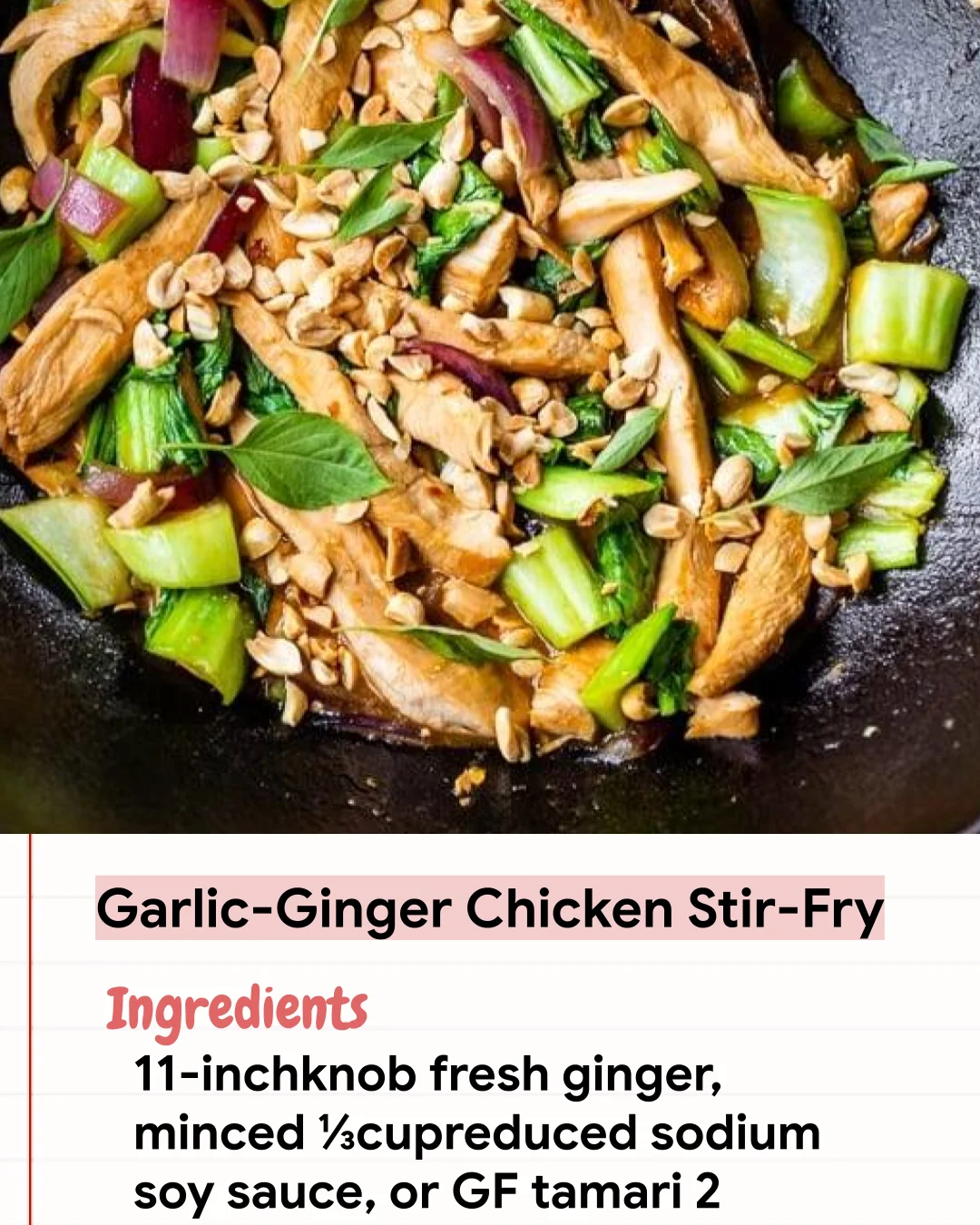 Low Carb Recipe Garlic-Ginger Chicken Stir-Fry