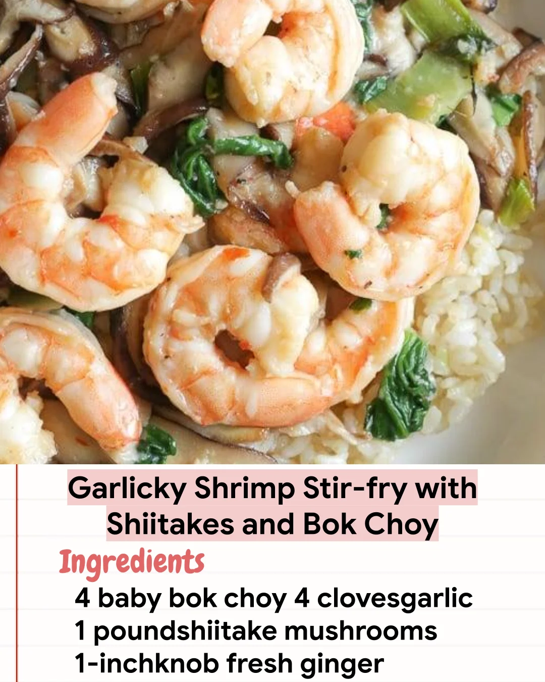 Low Carb Recipe Garlicky Shrimp Stir-fry with Shiitakes and Bok Choy