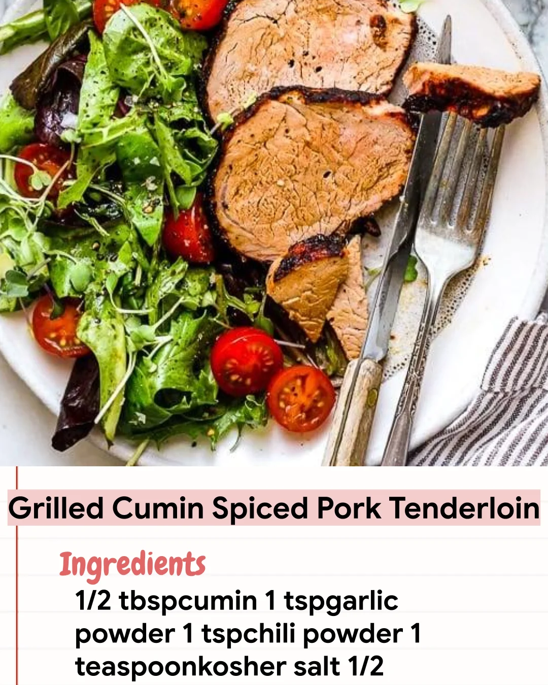Low Carb Recipe Grilled Cumin Spiced Pork Tenderloin