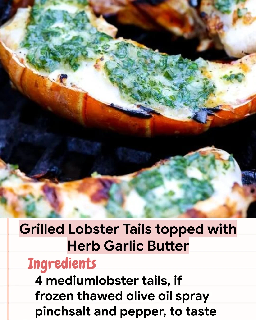 Low Carb Recipe Grilled Lobster Tails topped with Herb Garlic Butter