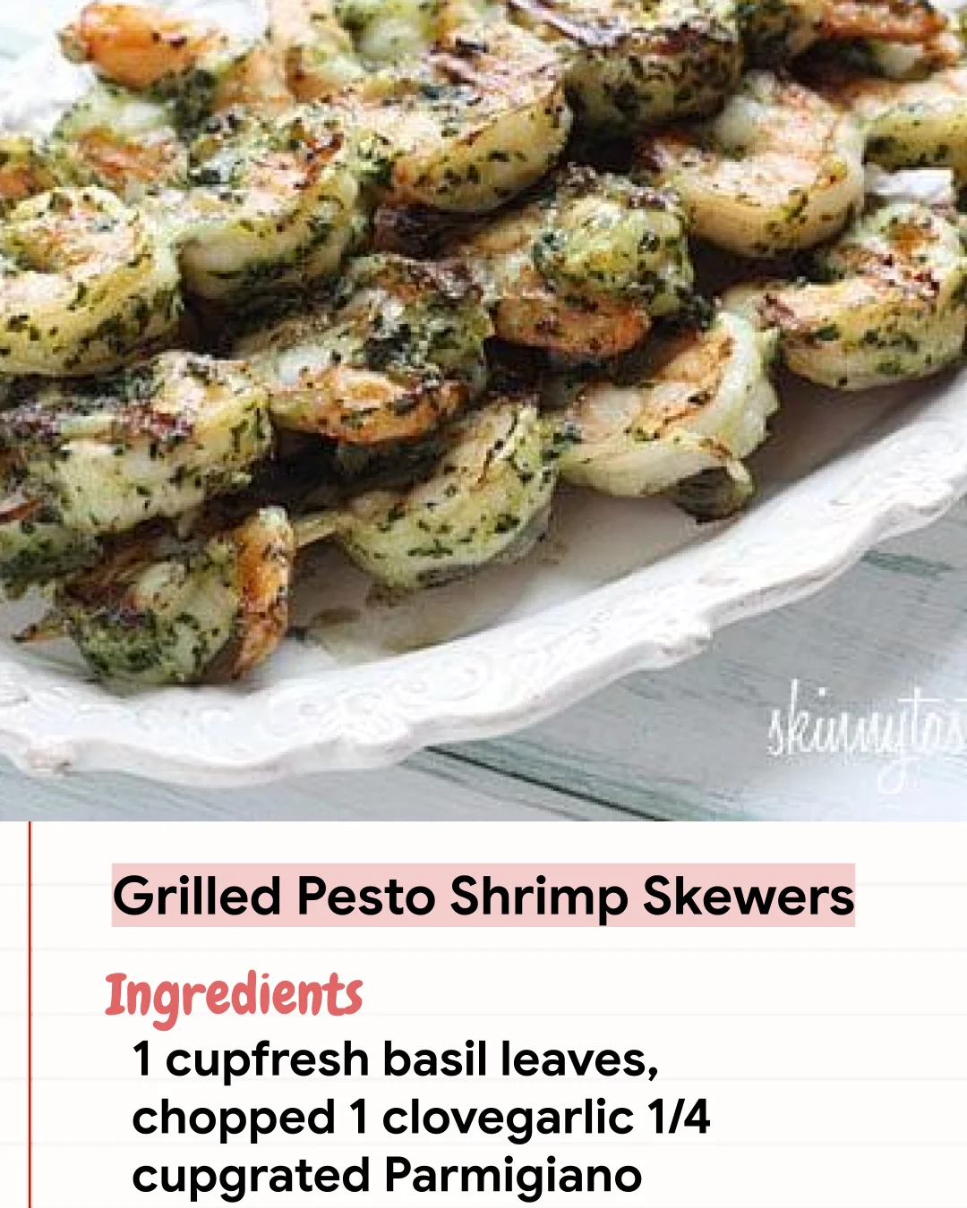 Low Carb Recipe Grilled Pesto Shrimp Skewers