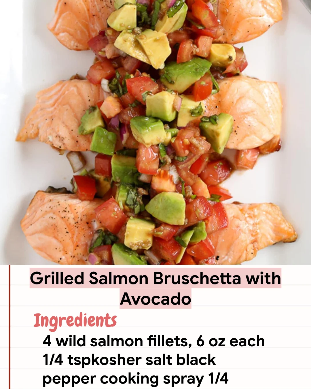 Low Carb Recipe Grilled Salmon Bruschetta with Avocado