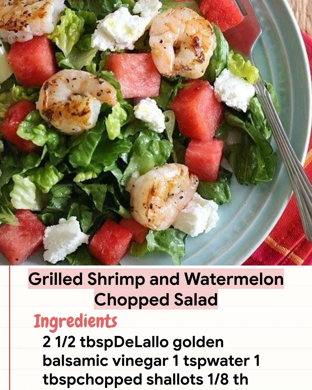 Low Carb Recipe Grilled Shrimp and Watermelon Chopped Salad