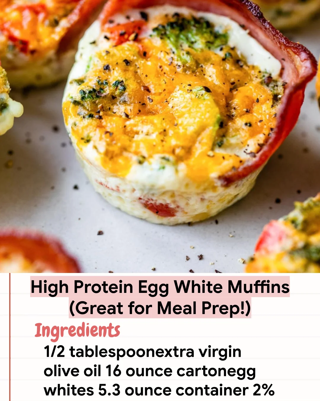 Low Carb Recipe High Protein Egg White Muffins (Great for Meal Prep!)