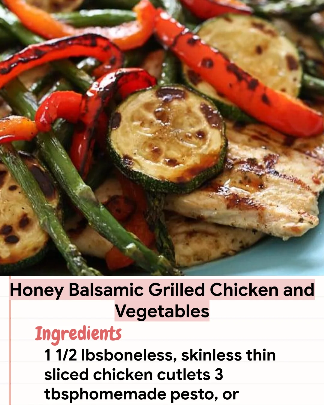 Low Carb Recipe Honey Balsamic Grilled Chicken and Vegetables