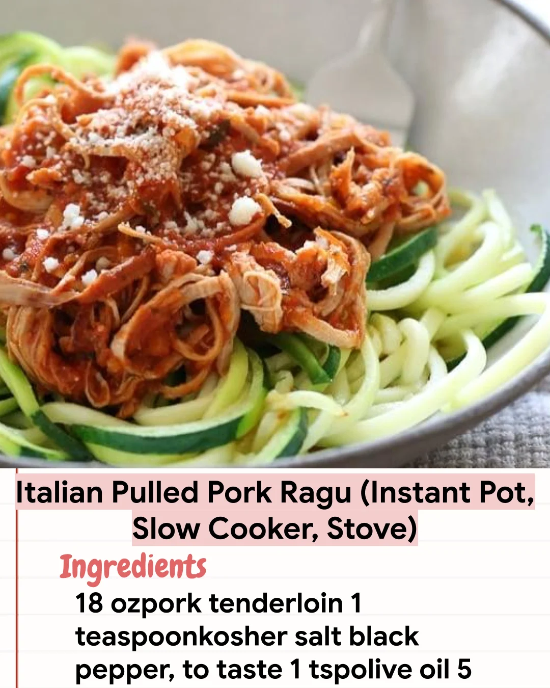 Low Carb Recipe Italian Pulled Pork Ragu (Instant Pot, Slow Cooker, Stove)