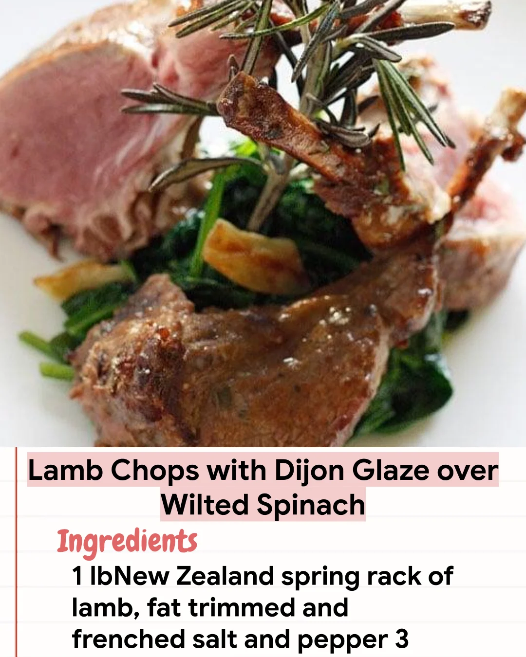 Low Carb Recipe Lamb Chops with Dijon Glaze over Wilted Spinach