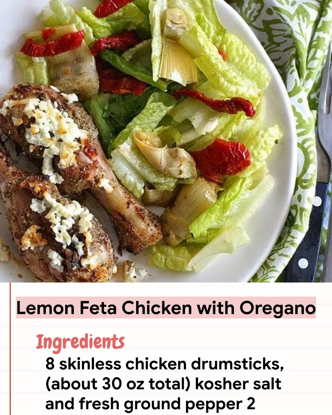 Low Carb Recipe Lemon Feta Chicken with Oregano