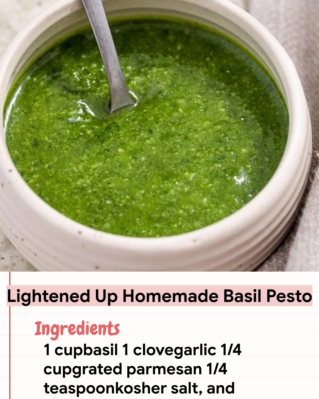Low Carb Recipe Lightened Up Homemade Basil Pesto