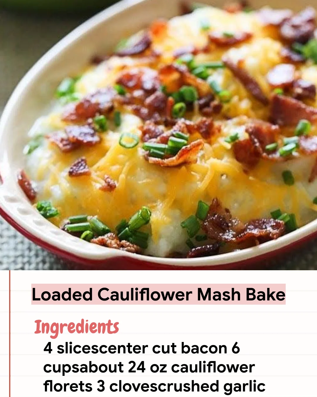 Low Carb Recipe Loaded Cauliflower Mash Bake