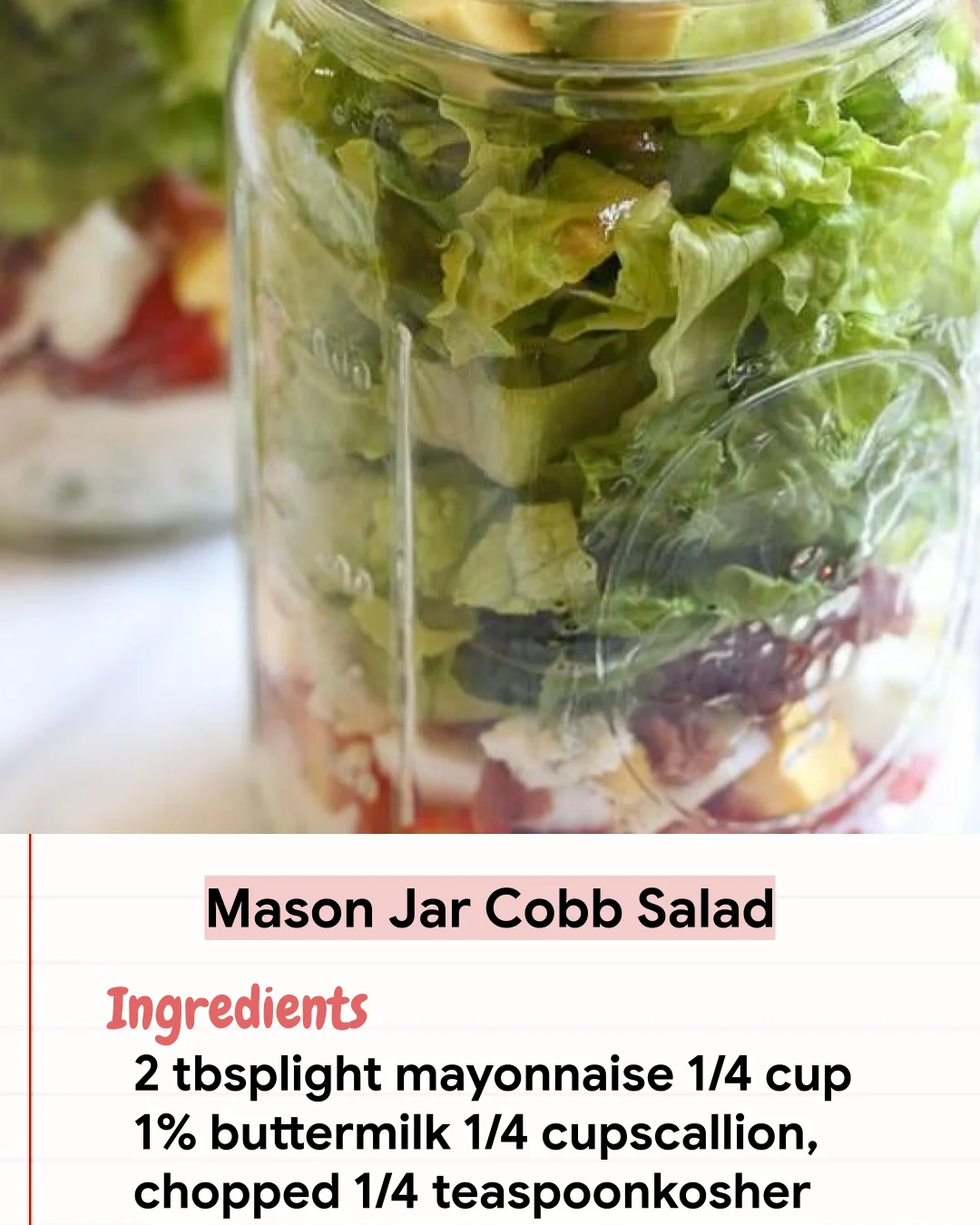 Low Carb Recipe Mason Jar Cobb Salad