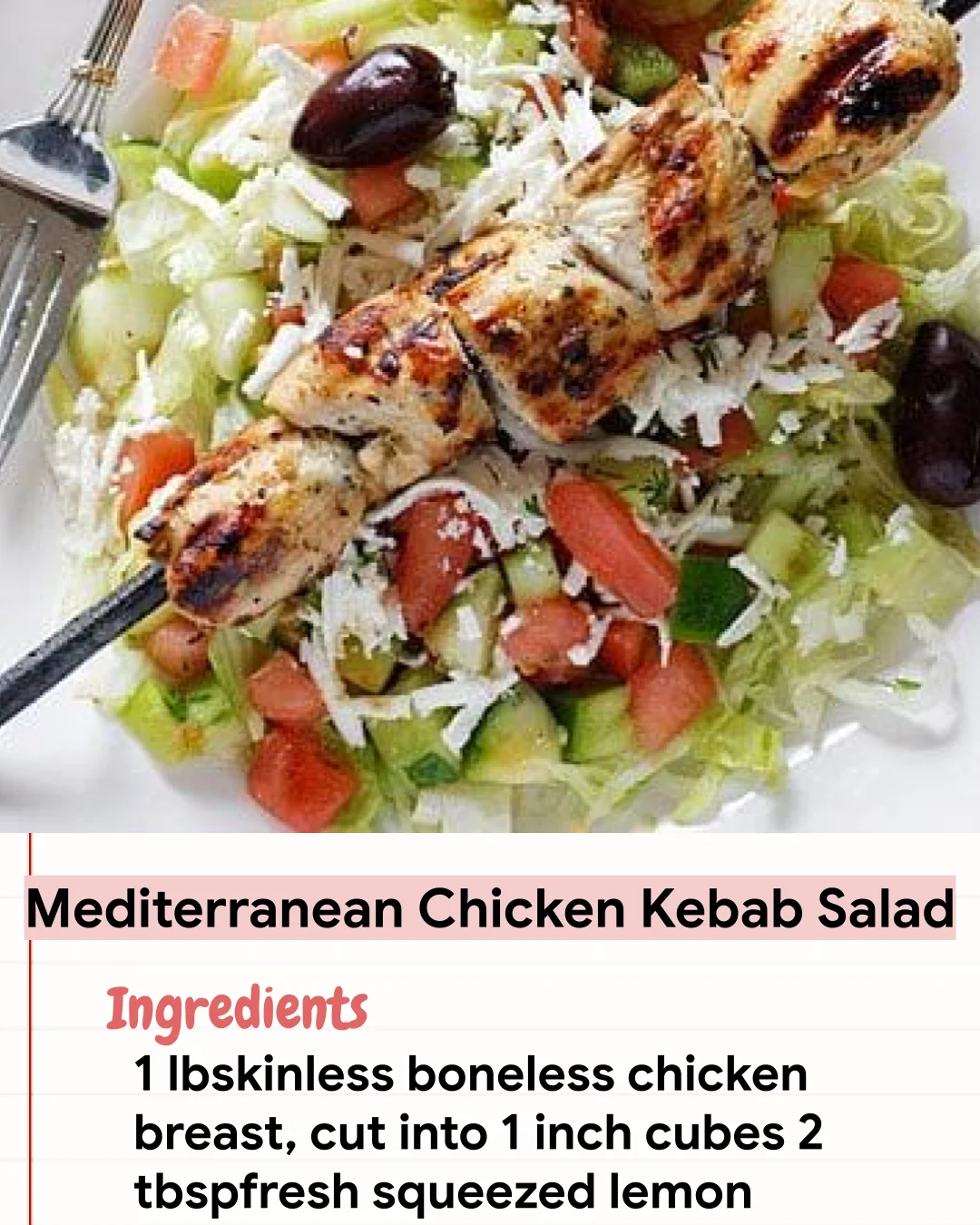 Low Carb Recipe Mediterranean Chicken Kebab Salad
