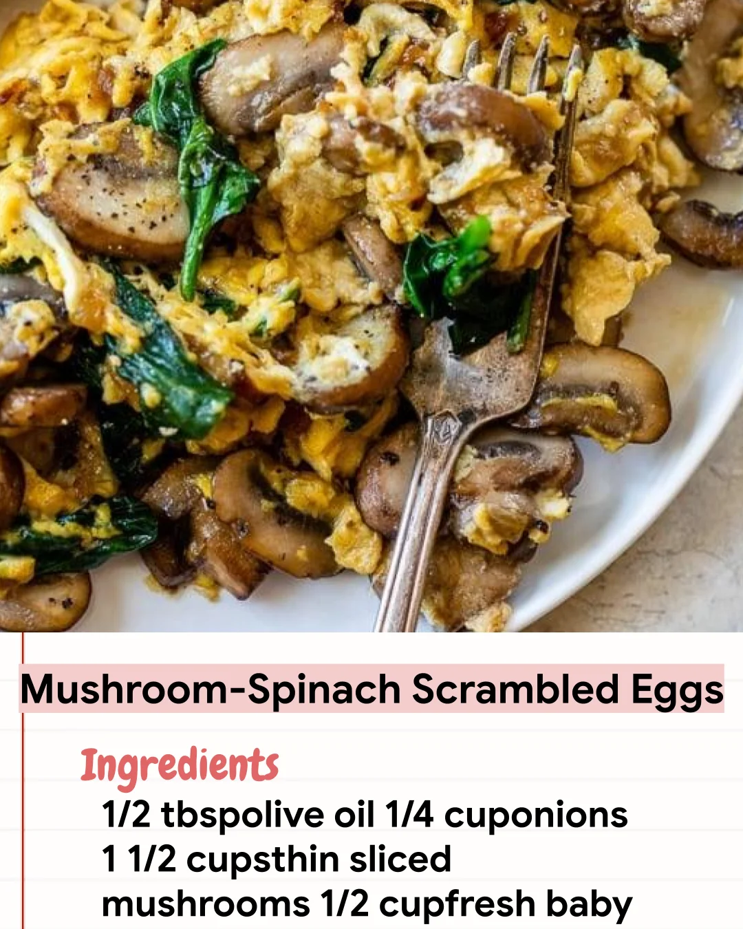 Low Carb Recipe Mushroom-Spinach Scrambled Eggs